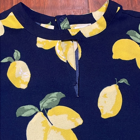 Mud Pie Midi Navy Blue dress with Lemon print - Picture 3 of 8